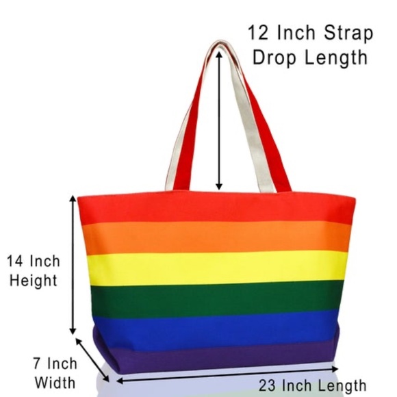 Rainbow Tote Bag w/Zippered Top - Picture 2 of 3